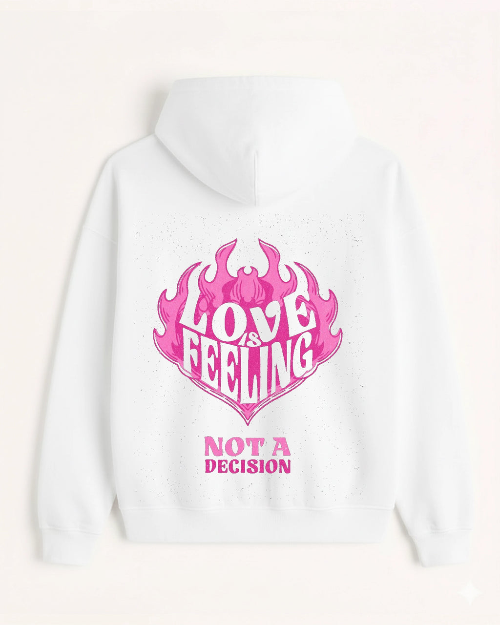 'Love is Feeling' Graphic Hoodie - Y2K Heart (Front & Back)