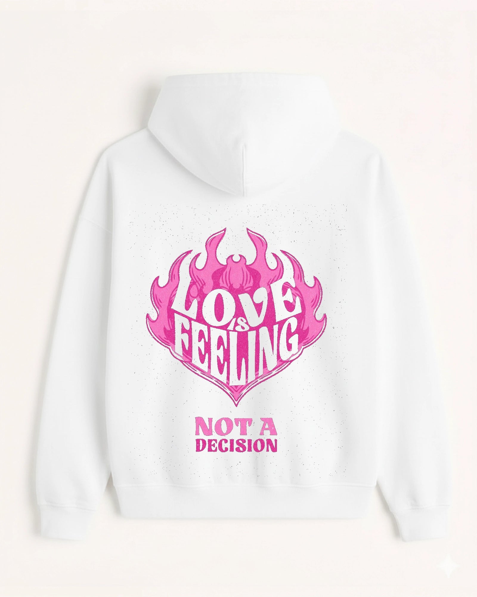 'Love is Feeling' Graphic Hoodie - Y2K Heart (Front & Back)