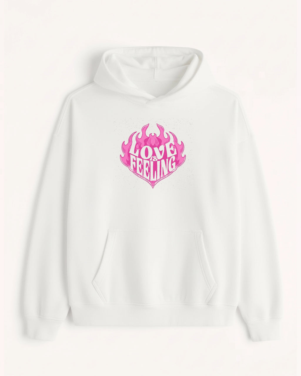'Love is Feeling' Graphic Hoodie - Y2K Heart (Front & Back)