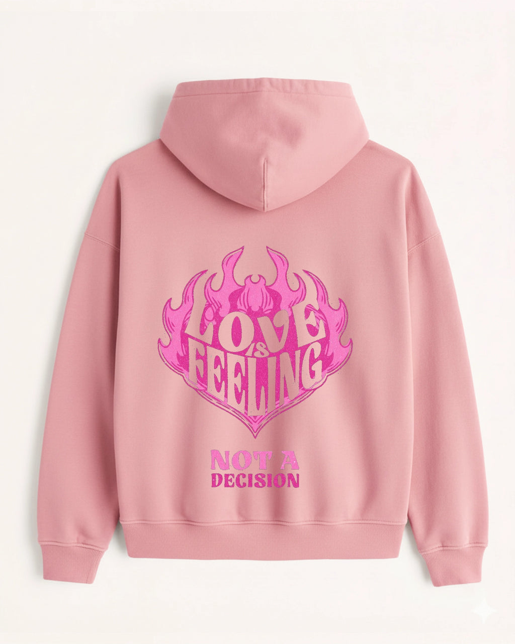 'Love is Feeling' Graphic Hoodie - Y2K Heart (Front & Back)
