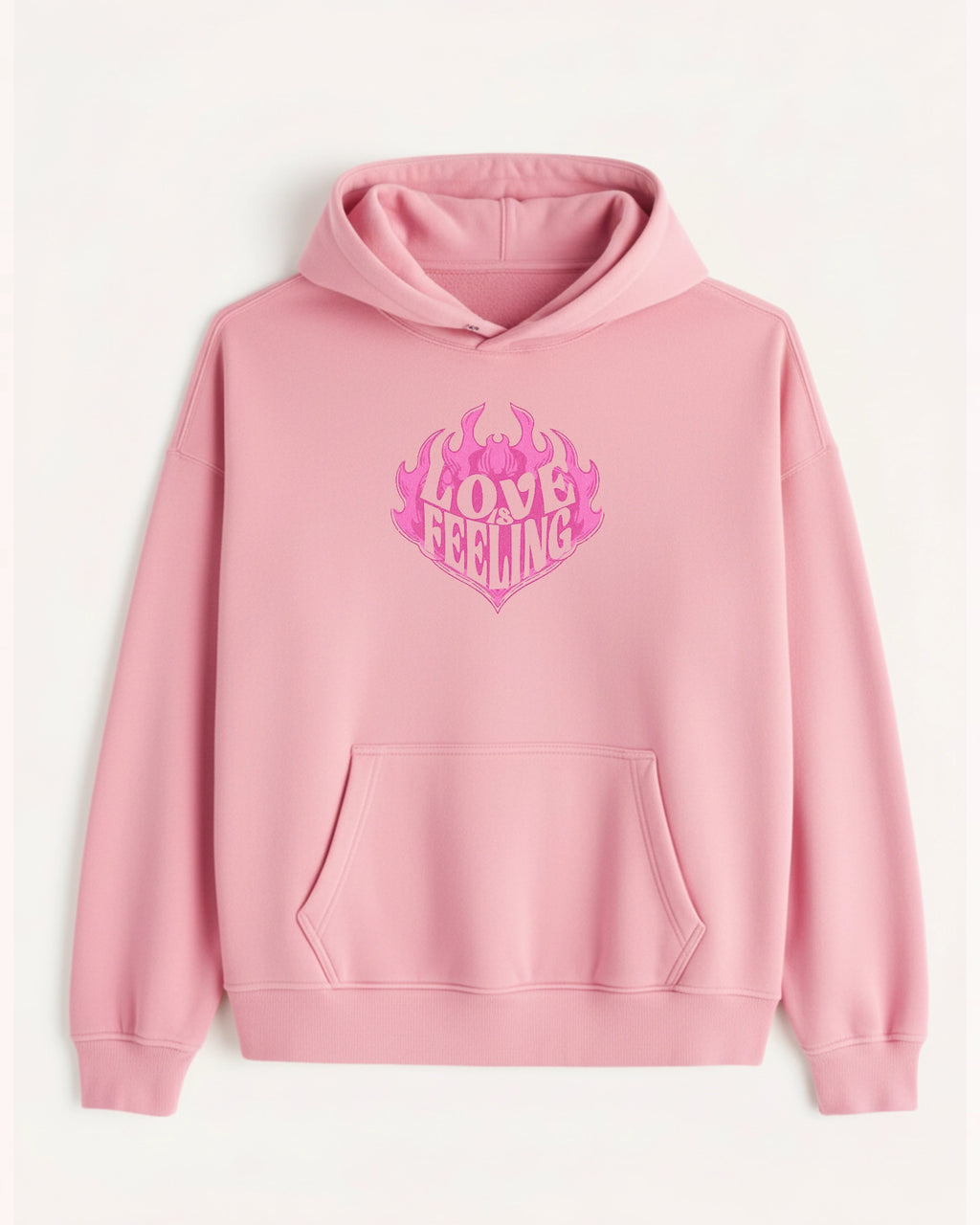 'Love is Feeling' Graphic Hoodie - Y2K Heart (Front & Back)