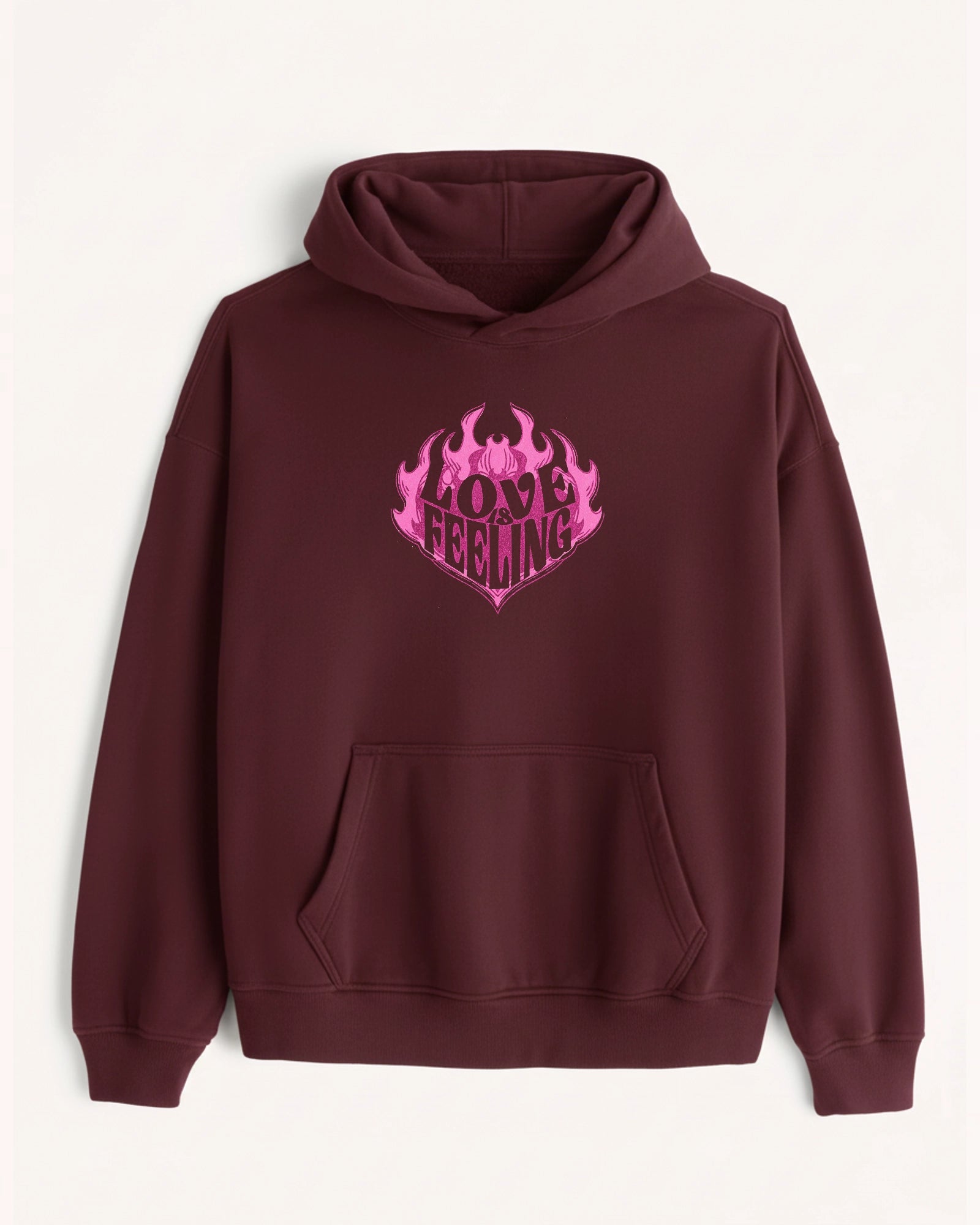 'Love is Feeling' Graphic Hoodie - Y2K Heart (Front & Back)