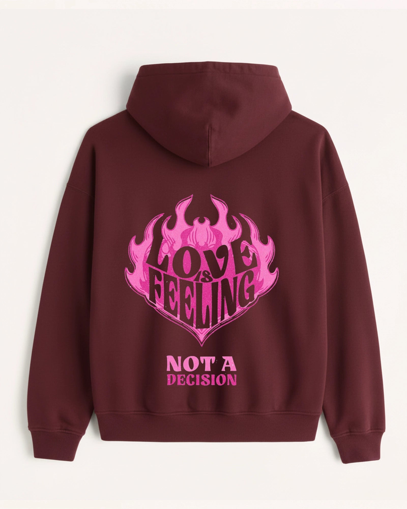 'Love is Feeling' Graphic Hoodie - Y2K Heart (Front & Back)