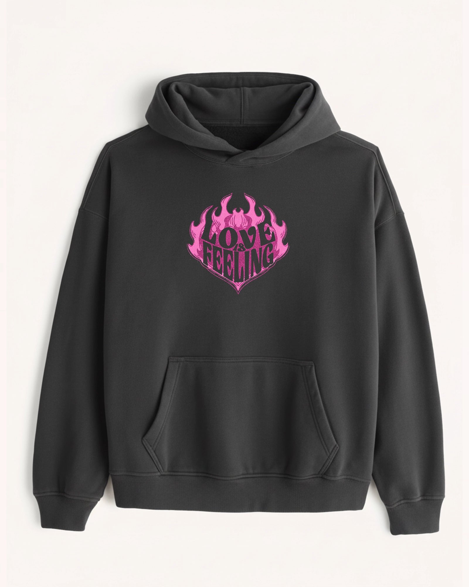 'Love is Feeling' Graphic Hoodie - Y2K Heart (Front & Back)