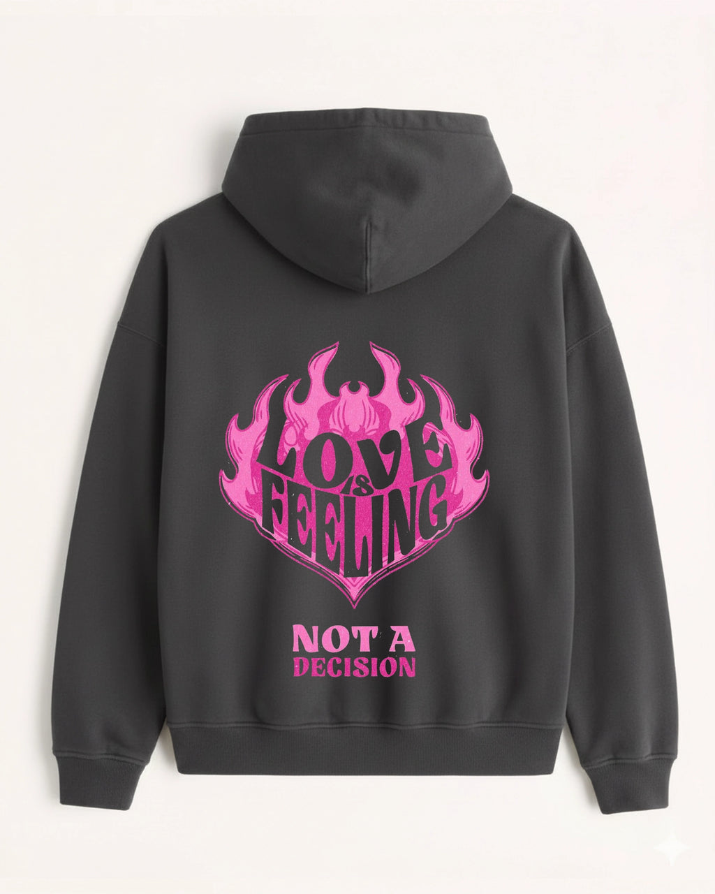 'Love is Feeling' Graphic Hoodie - Y2K Heart (Front & Back)