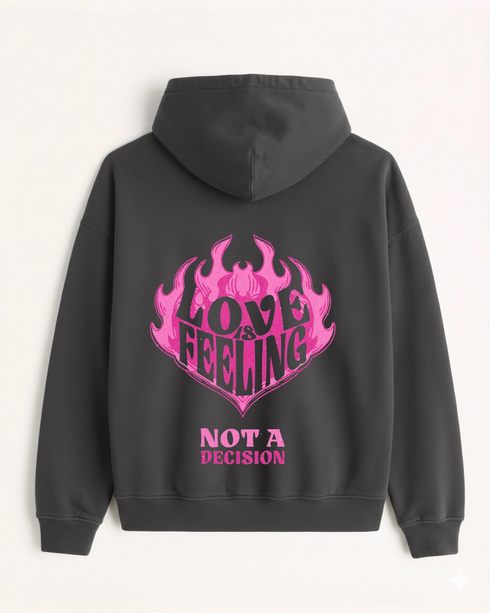 'Love is Feeling' Graphic Hoodie - Y2K Heart (Front & Back)