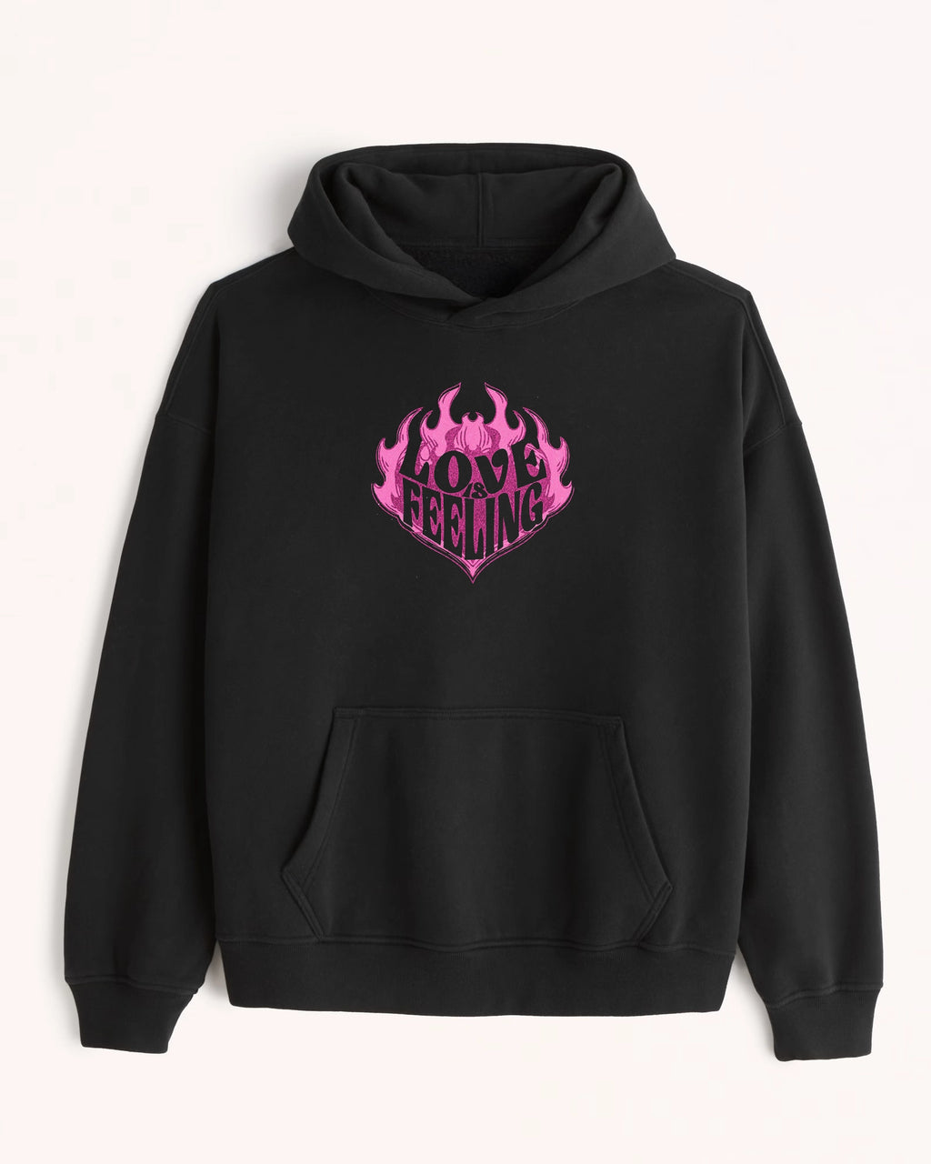 'Love is Feeling' Graphic Hoodie - Y2K Heart (Front & Back)