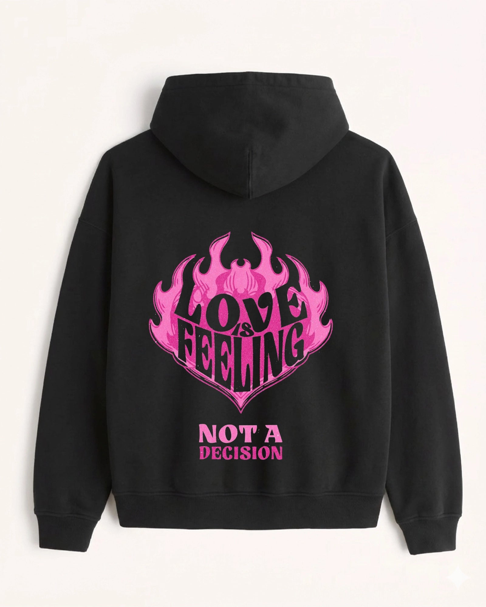 'Love is Feeling' Graphic Hoodie - Y2K Heart (Front & Back)